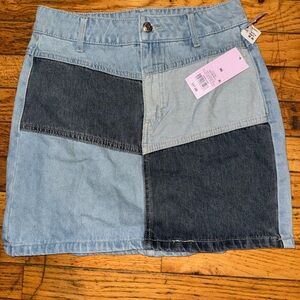 Wild Fable Patchwork Denim Skirt - Light and Dark Blue